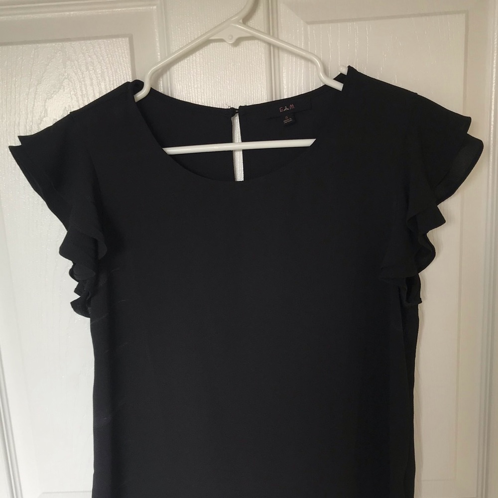 Black ruffle sleeve shirt